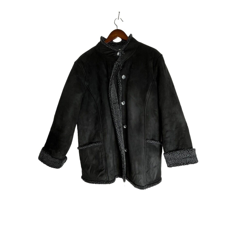L.L.Bean Faux Shearling Suede Coat Women’s Xl Petite